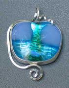 Blue Glass and Sterling Pendant